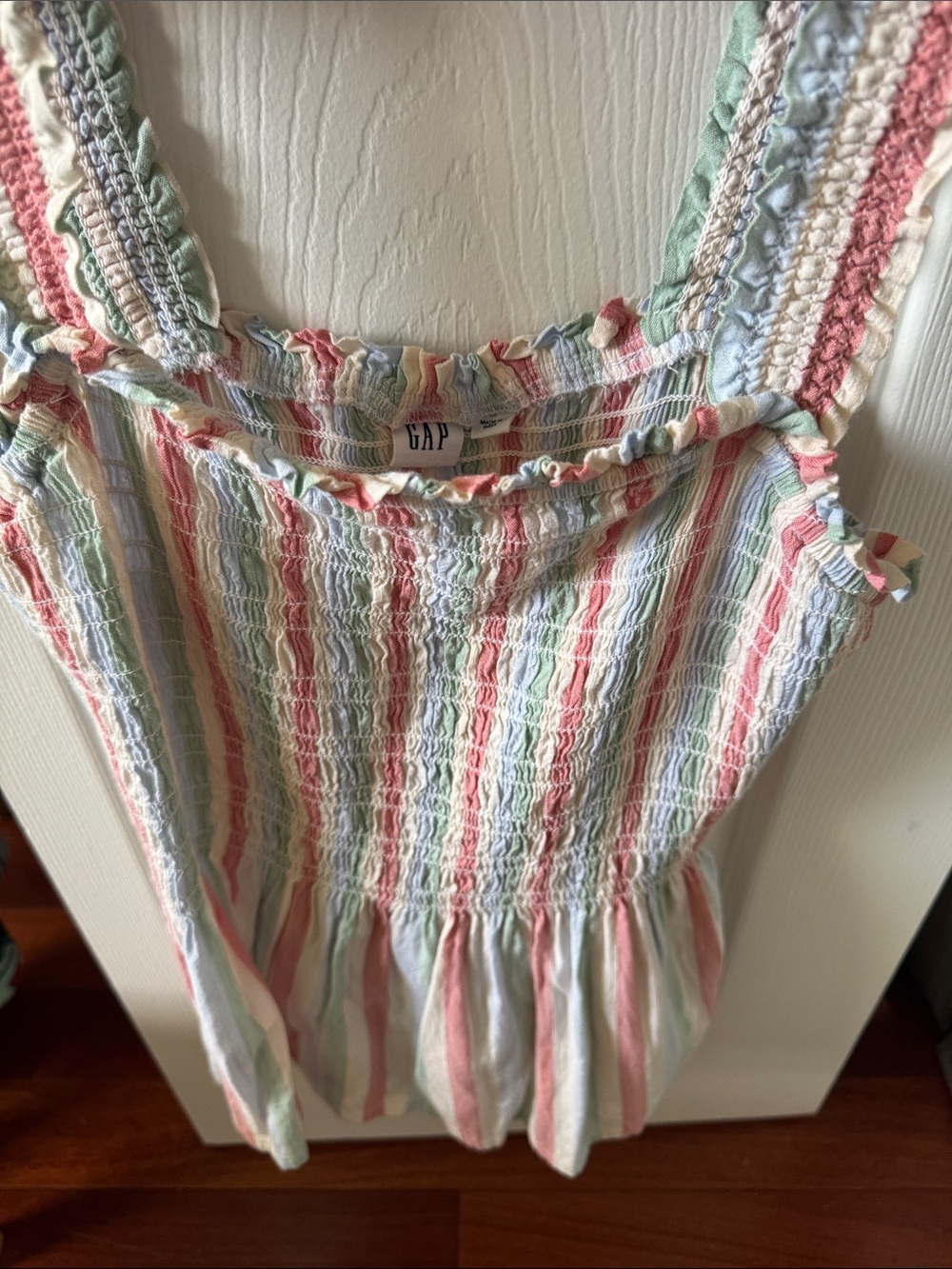 GAP Pastel Stripe Smocked Sundress in Mint, Blush & Sky